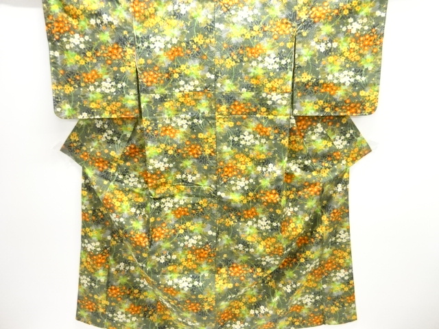 JAPANESE KIMONO / TOKAMACHI TSUMUGI / WOVEN FLOWER